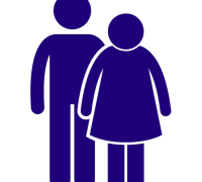 An outline of two adults.